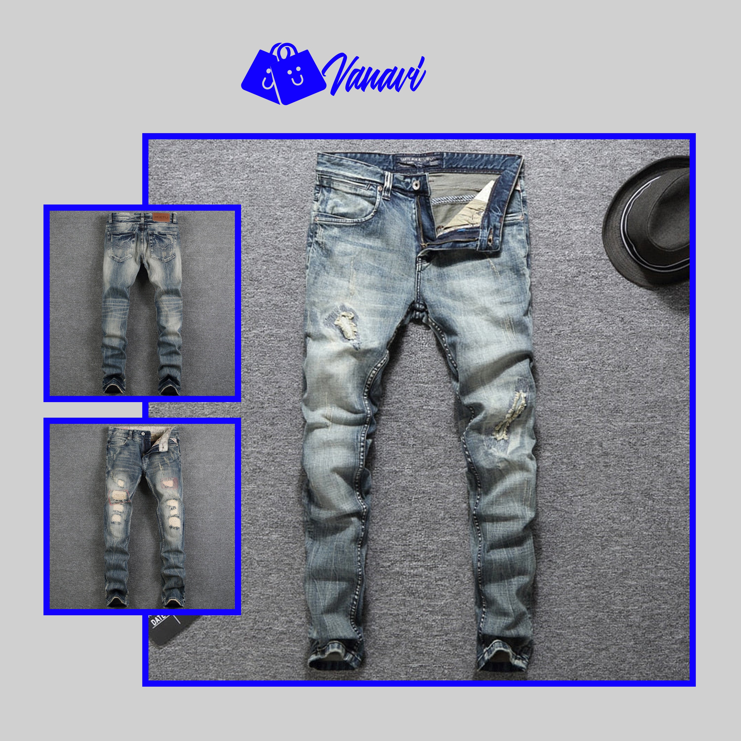 Designer Slim Fit Ripped Jeans