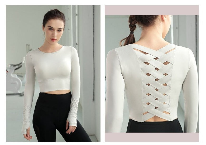 Cross Back Long Sleeve Yoga Top