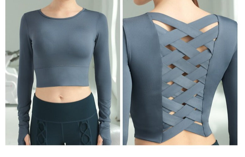 Cross Back Long Sleeve Yoga Top